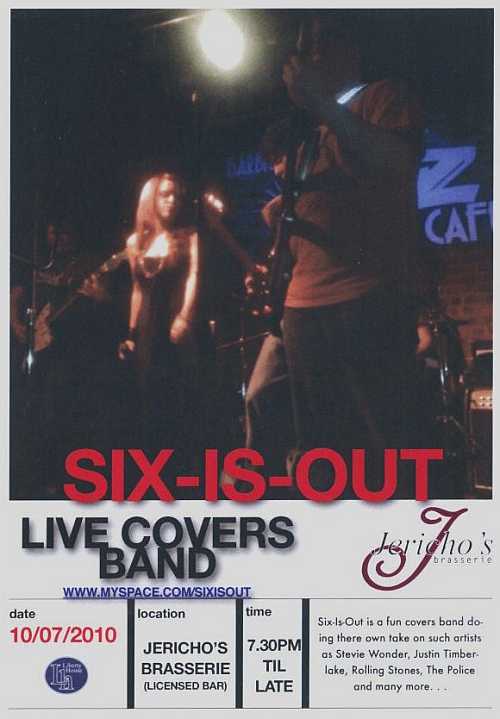Popular group Six is Out Local band Six is Out at Jerichos in Launceston